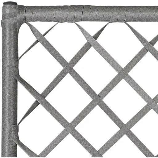 Polyrattan Pflanzgefäß mit Spalier grau