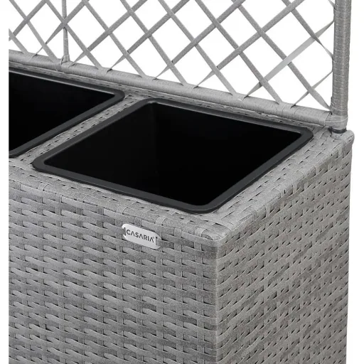Polyrattan Pflanzgefäß mit Spalier grau