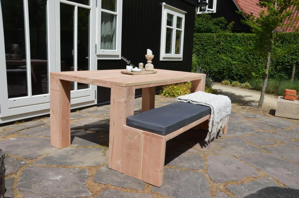 Gartenbank Douglas Holz 220 cm inkl. Wasser- und schmutzabweisendem Kissen Anthrazit