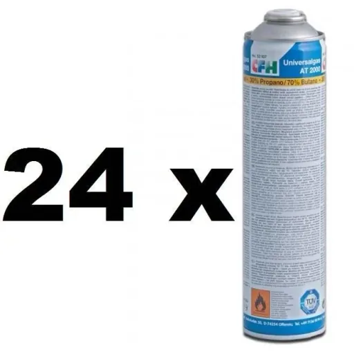 24x Gasflasche für Unkrautbrenner, Gasbrenner und Grillanzünder