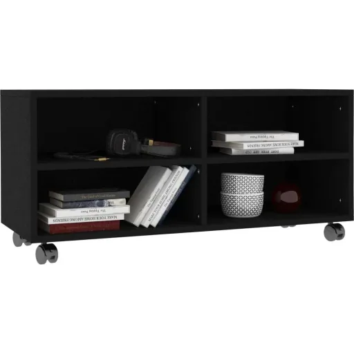 TV-Schrank mit Rollen 90x35x35 cm Spanplatte schwarz