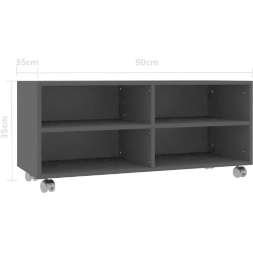 TV-Schrank mit Rollen 90x35x35 cm Spanplatte schwarz
