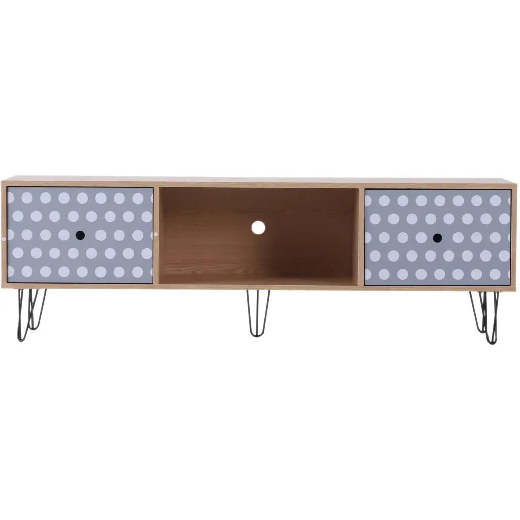 Fernsehtisch Fernsehschrank TV-Board Lowboard Retro-Stil mit Punktmuster Holz 140 x 40 x 44,5 cm
