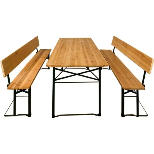 Bierbank-Set 3-teilig mit Rückenlehne & extra breitem Tisch 70cm