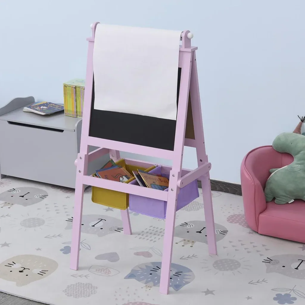 Kindertafel Kinder Staffelei Schreibtafel 3-in-1-Design Spieltafel mit 2 abnehmbaren Aufbewahrungskörben magnetisch für