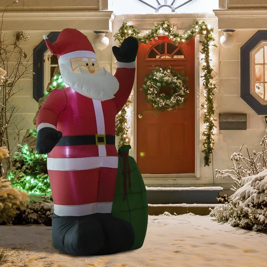 Selbstaufblasbare Weihnachtsmann mit LED-Beleuchtung rot