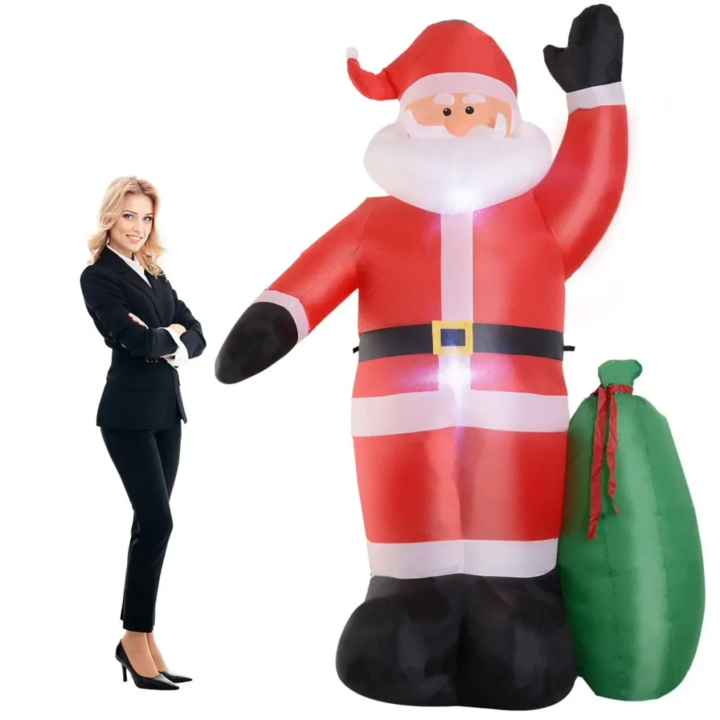 Selbstaufblasbare Weihnachtsmann mit LED-Beleuchtung rot