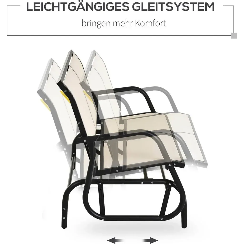 Schaukelbank 2-Sitzer Gartenbank Gartenschaukel Sitzbank Parkbank Metall Gartenmöbel Beige 120 x 70 x 88 cm
