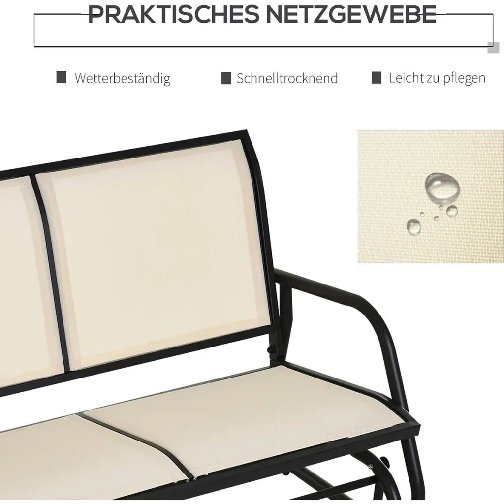 Schaukelbank 2-Sitzer Gartenbank Gartenschaukel Sitzbank Parkbank Metall Gartenmöbel Beige 120 x 70 x 88 cm