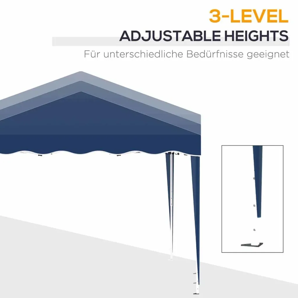Grillpavillon mit Flammschutzdach, BBQ-Pavillon mit 2 Ablagen, Polyester, Schwarz, 218 x 138 x 216 cm