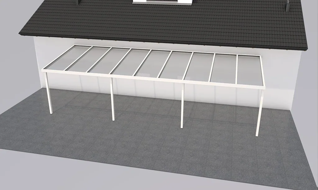 Terrassendach Premium, weiß, 9135 x 3060 mm - 10mm Verbundsicherheitsglas (VSG)