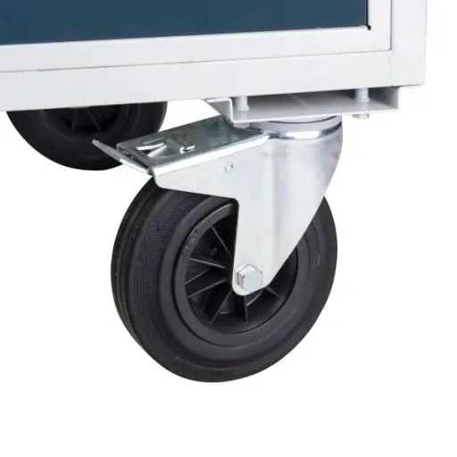 Tischwagen Etagenwagen RAL7035/7016 - 4 Schubladen, 1 Tür, 1 Ablage, B1300xT600xH827mm