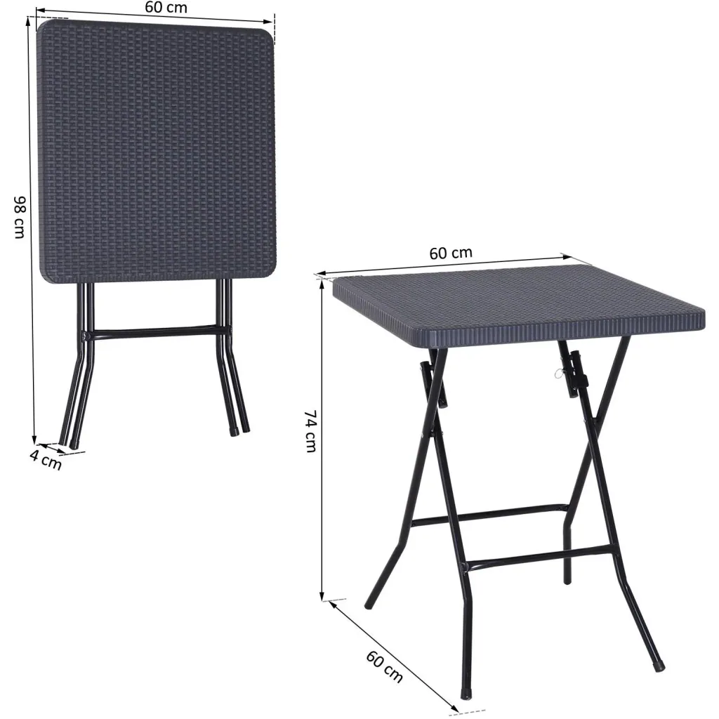 Falttisch Klapptisch Gartentisch klappbar Picknicktisch Campingtisch Kunststoff + Metall Dunkelbraun 60 x 60 x 74 cm