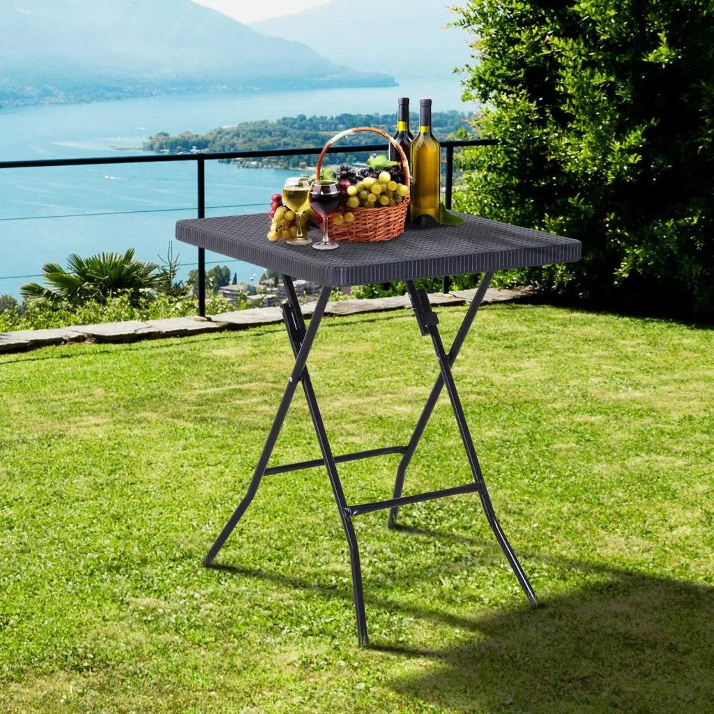 Falttisch Klapptisch Gartentisch klappbar Picknicktisch Campingtisch Kunststoff + Metall Dunkelbraun 60 x 60 x 74 cm