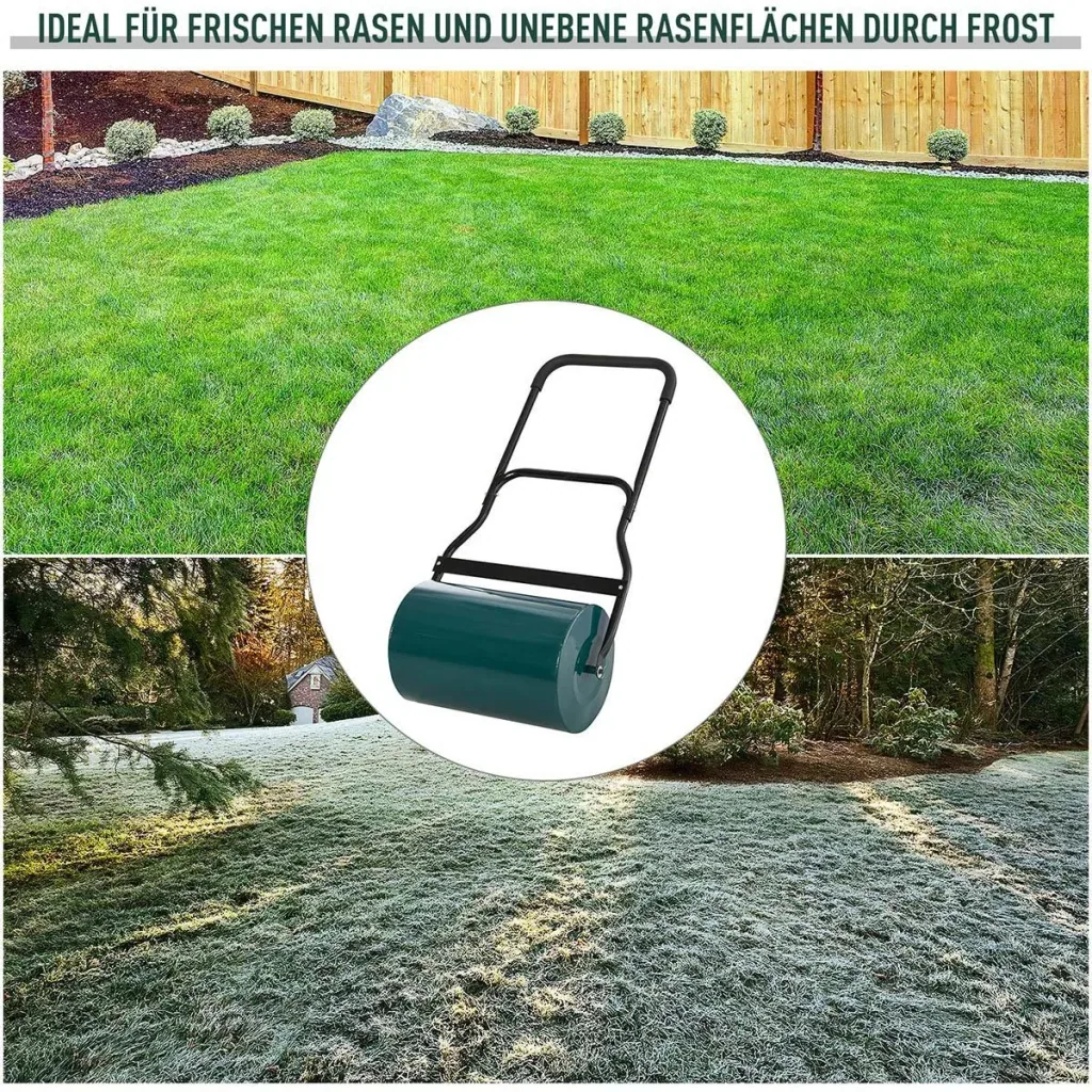 Rasenwalze mit U-Griff Gartenwalze Gartenrolle 31 cm Durchmesser 40 L Wasser-/Sandfüllung 49 cm Arbeitsbreite Metall Gr