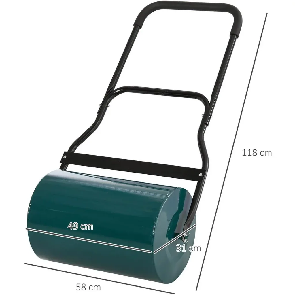 Rasenwalze mit U-Griff Gartenwalze Gartenrolle 31 cm Durchmesser 40 L Wasser-/Sandfüllung 49 cm Arbeitsbreite Metall Gr