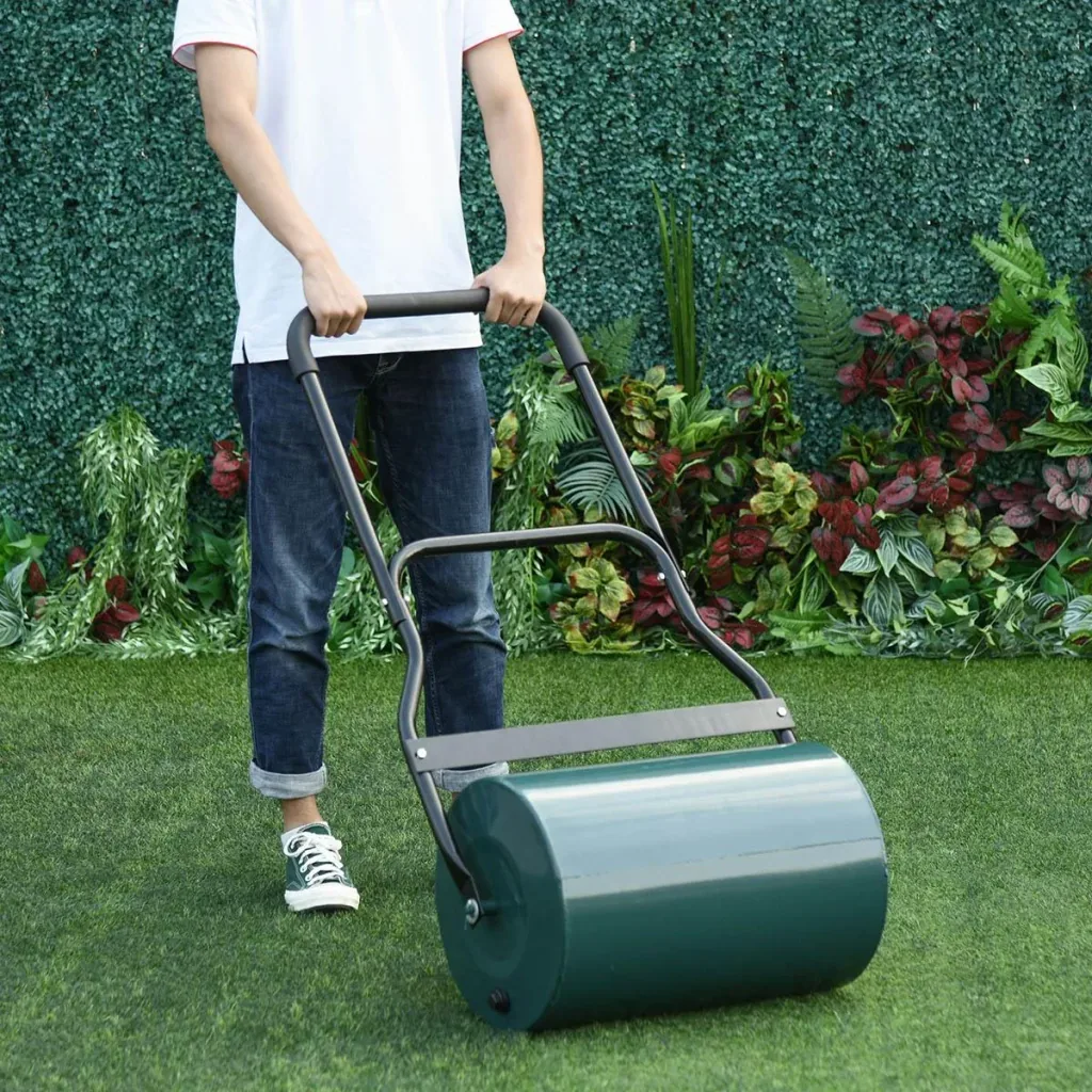 Rasenwalze mit U-Griff Gartenwalze Gartenrolle 31 cm Durchmesser 40 L Wasser-/Sandfüllung 49 cm Arbeitsbreite Metall Gr