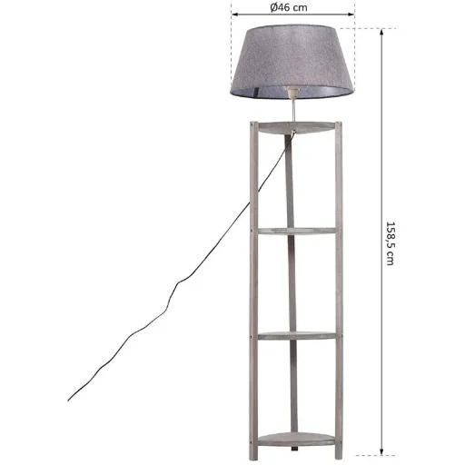 Stehlampe Stehleuchte Lampenschirm 40W Skandinavisch Holz + Leinen grau 46 x 46 x 158,5 cm