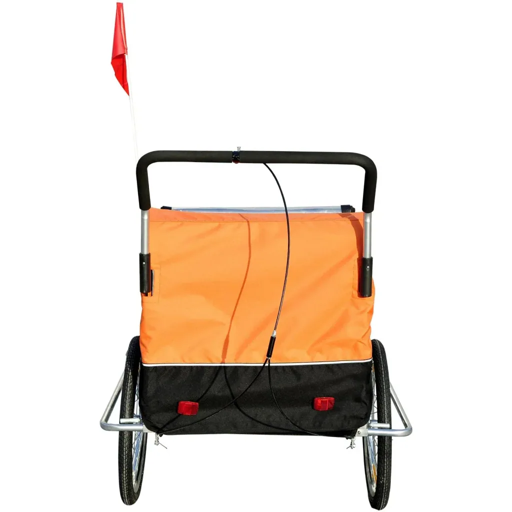 2 in1 Jogger Kinderanhänger Radanhänger Orange-schwarz