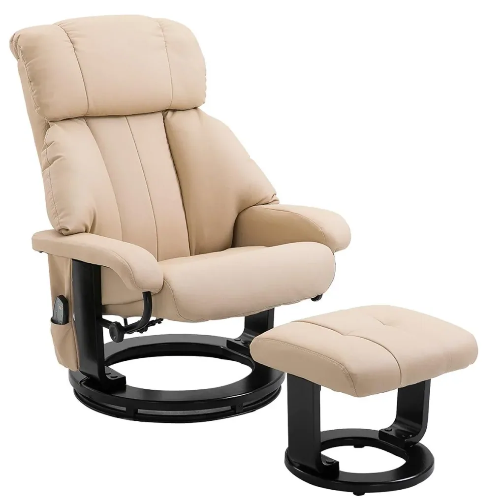 Massagesessel Fernsehsessel Sessel mit Hocker Massage mit Timer-Funktion Beige 76 x 80 x 102 cm