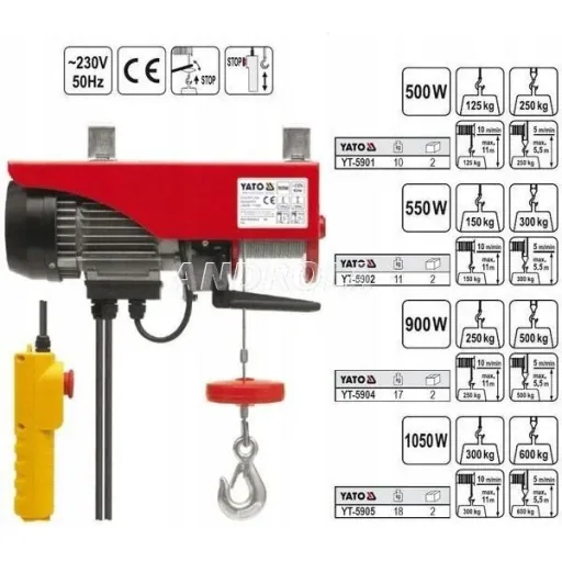 Elektroseilzug - 300kg - 550W