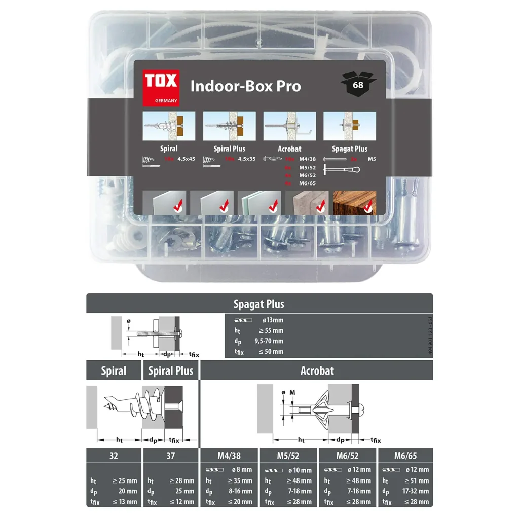 Hohlraumdübel - Sortiment Indoor Box Pro 68 teilig