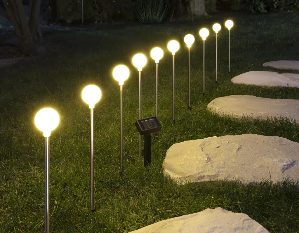 Solar Kugel Lichterkette mit Solarpanel, warmweiß