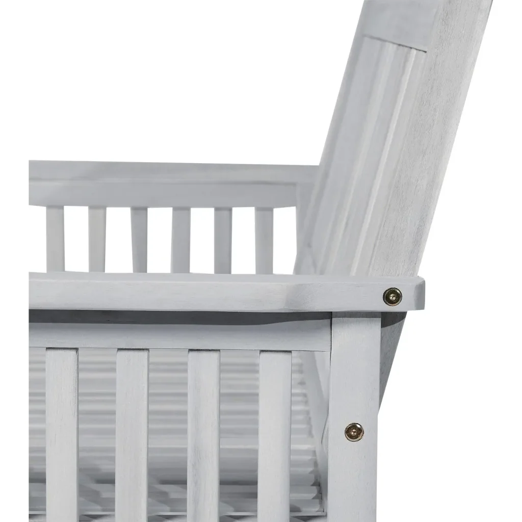2-Sitzer Sitzbank Gartenbank Holzbank mit Armlehne Landhausstil Akazienholz Grau 117 x 63 x 90 cm