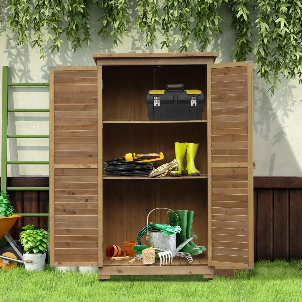 Gartenschrank mit Lamellentüren