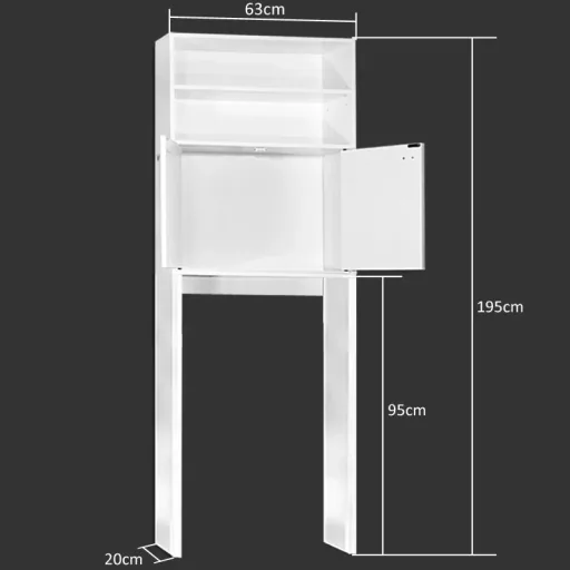 Waschmaschinenschrank 195 x 63 x 20cm weiß