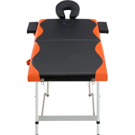 Klappbare Massageliege 2 Zonen Aluminium schwarz und orange