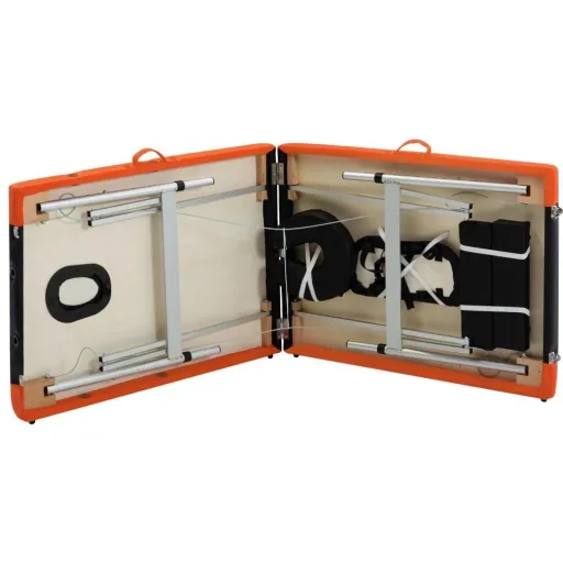 Klappbare Massageliege 2 Zonen Aluminium schwarz und orange
