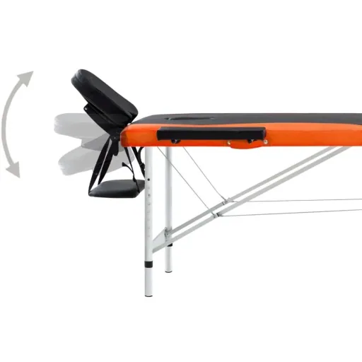 Klappbare Massageliege 2 Zonen Aluminium schwarz und orange