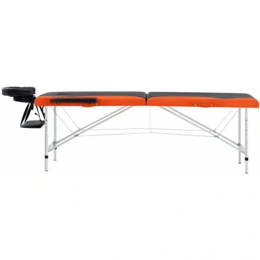 Klappbare Massageliege 2 Zonen Aluminium schwarz und orange
