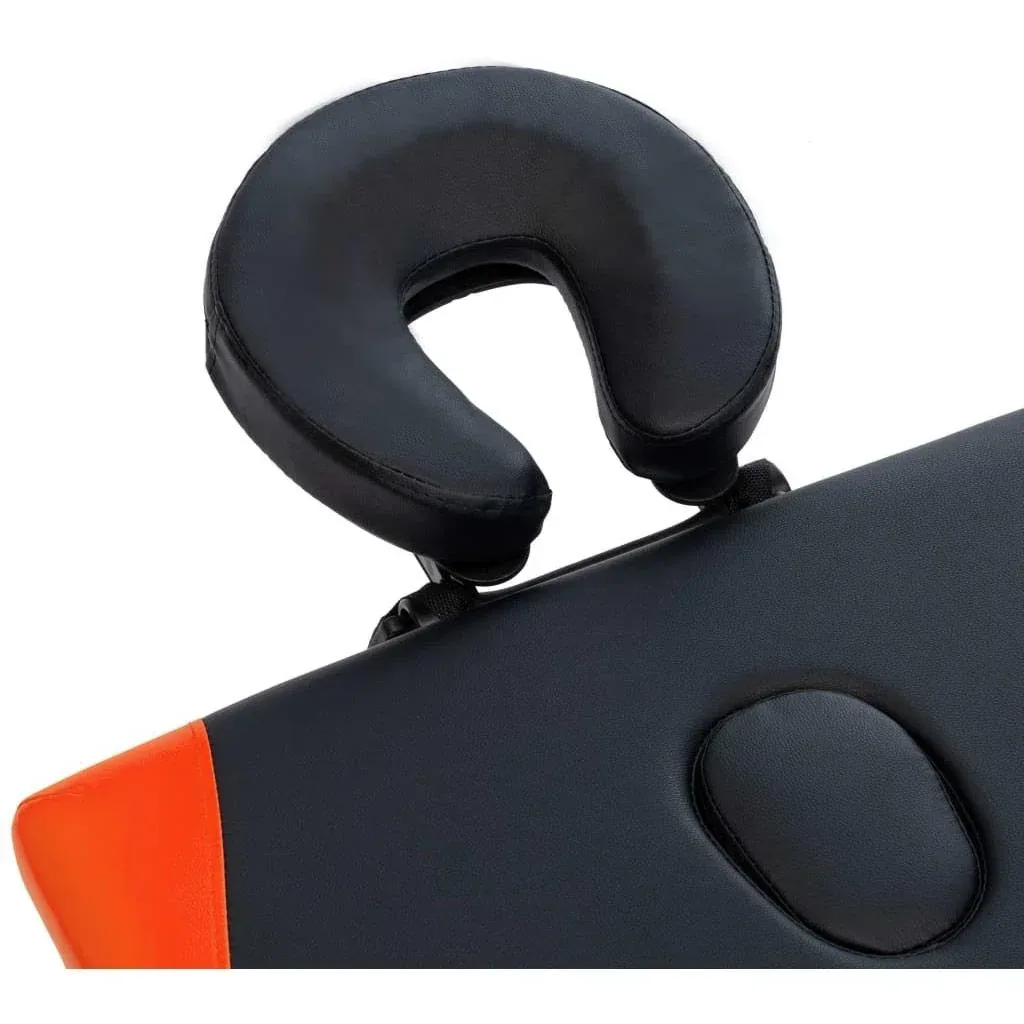 Klappbare Massageliege 2 Zonen Aluminium schwarz und orange
