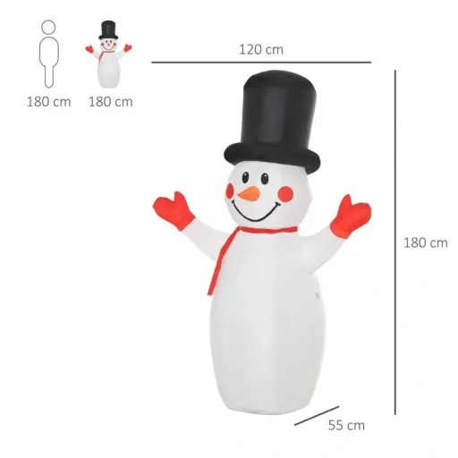 1,8 m aufblasbarer Schneemann mit LED-Leuchten Weihnachtsdeko