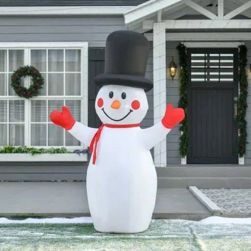 1,8 m aufblasbarer Schneemann mit LED-Leuchten Weihnachtsdeko