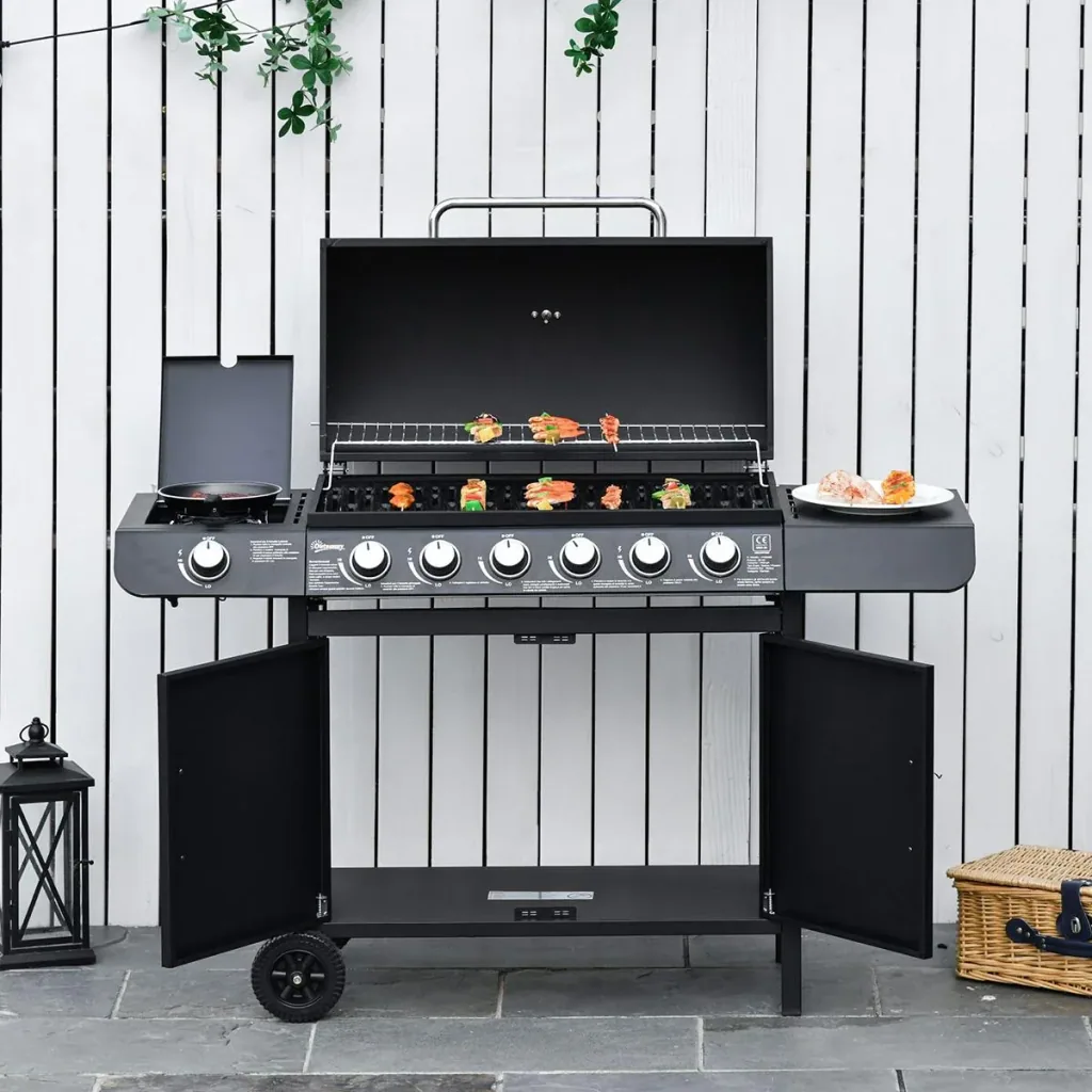 Grillwagen mit Ablageschrank schwarz