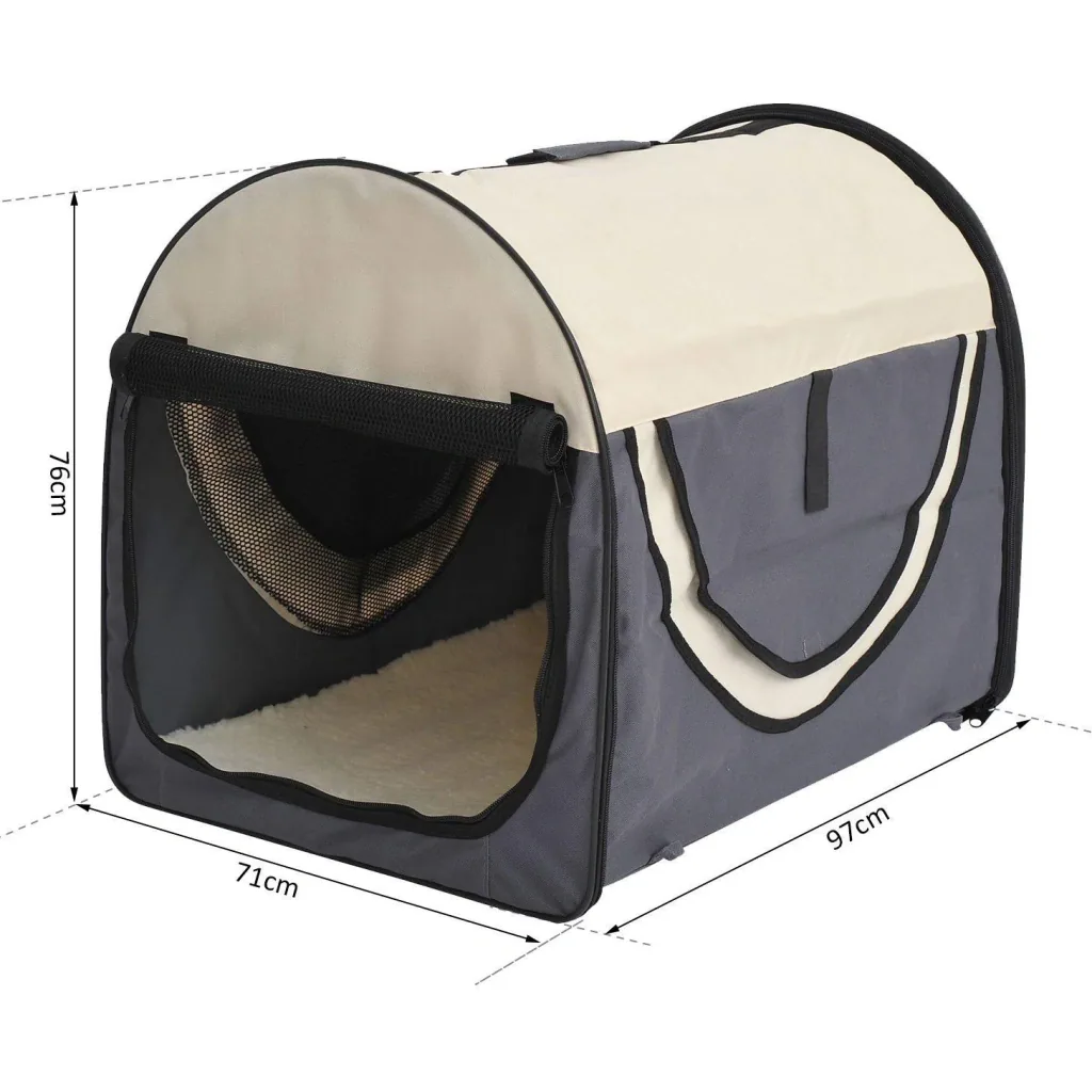 Hundebox XXL faltbare Hundetransportbox Autokorb dunkelgrau-creme (97x71x76 cm)