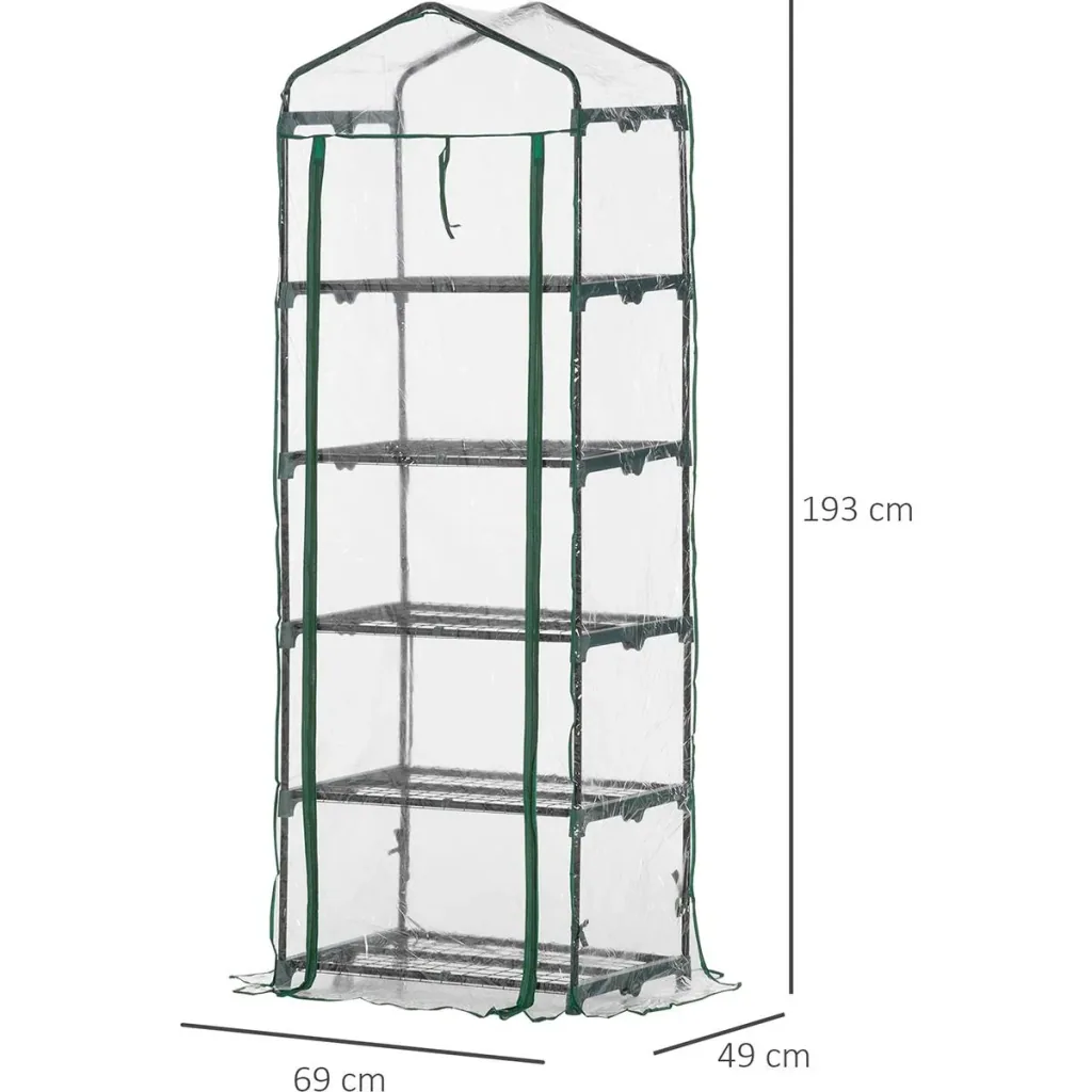 Poly-Gewächshaus mini - 5 Ebenen - 69 x 49 x 193 cm