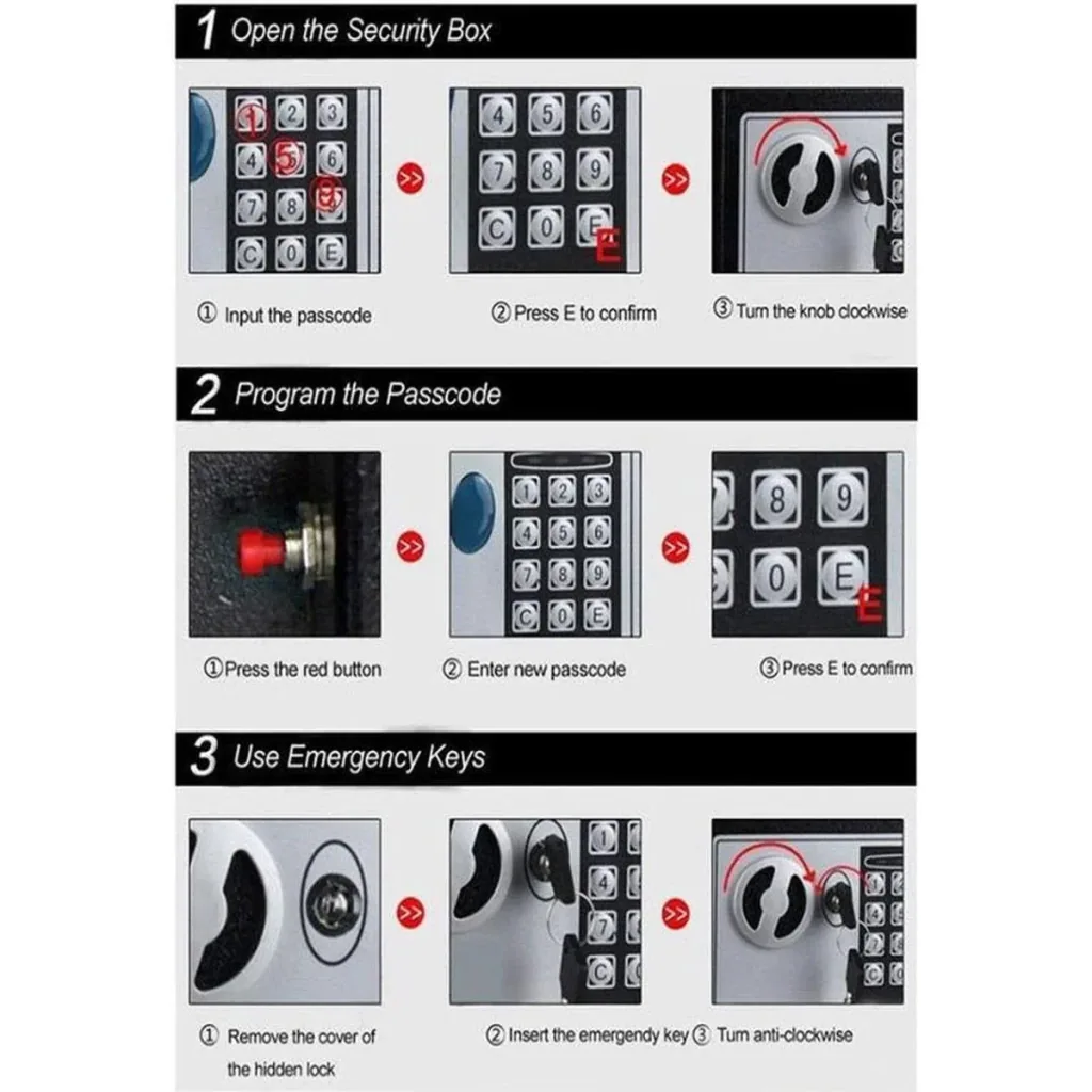 Elektronischer Safe - 31x20x20 cm - Schwarz