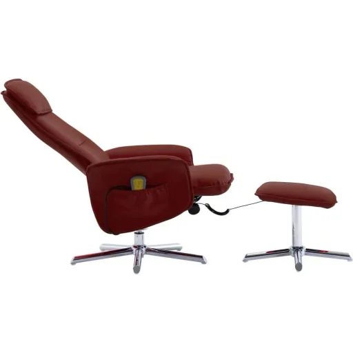 Massagesessel verstellbar mit Fußhocker Kunstleder weinrot