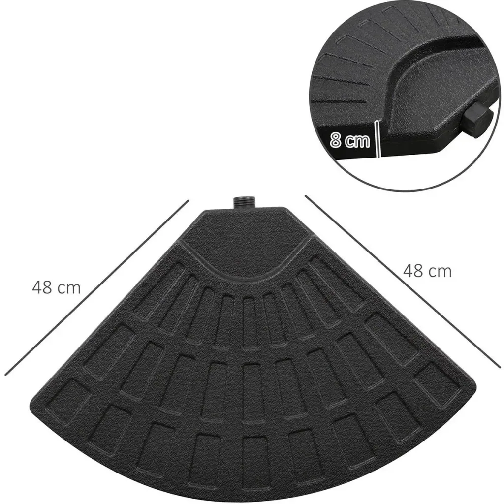 Sonnenschirmgewicht 4-tlg. Schirmgewicht für Sonnenschirm mit 52 kg Wasser oder 68 kg Sand befüllbar HDPE Schwarz