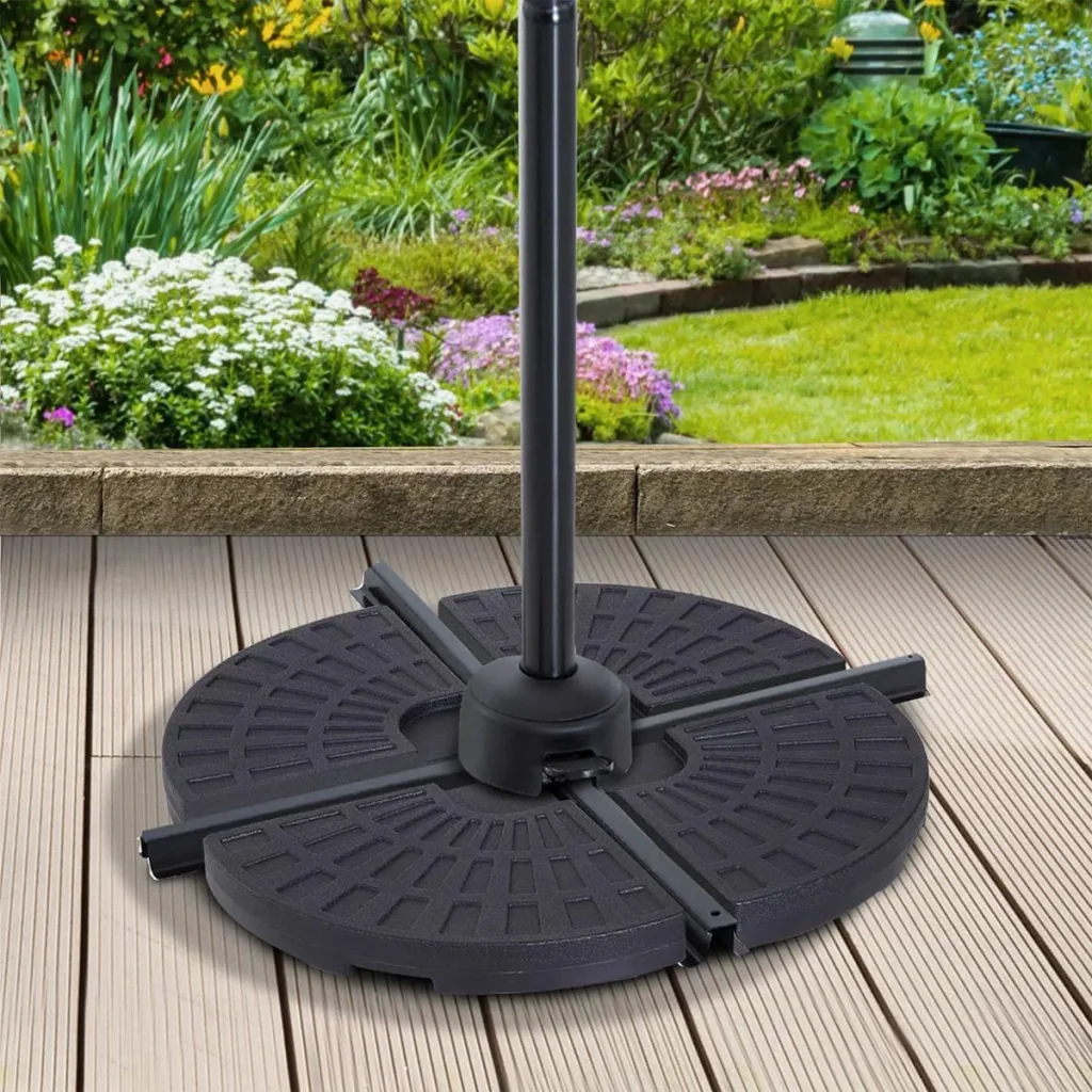 Sonnenschirmgewicht 4-tlg. Schirmgewicht für Sonnenschirm mit 52 kg Wasser oder 68 kg Sand befüllbar HDPE Schwarz