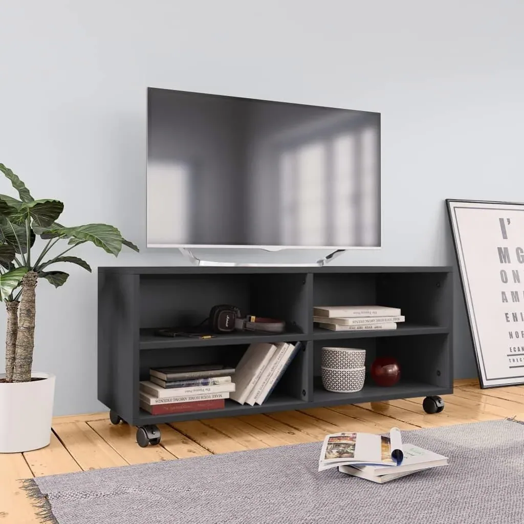 TV-Schrank mit Rollen 90x35x35 cm Spanplatte grau