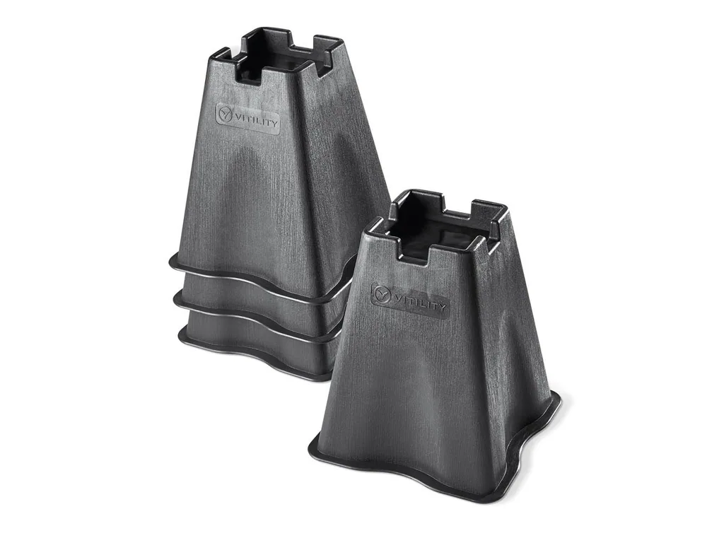 Möbel-Erhöher 4er-Pack, Beterhöher, Tischerhöher, verstellbare Erhöher für Bett, Stuhl, Sofa, Schreibtisch, rutschfest, max. Belastung 150 kg, Höhe 22 cm, PVC, schwarz