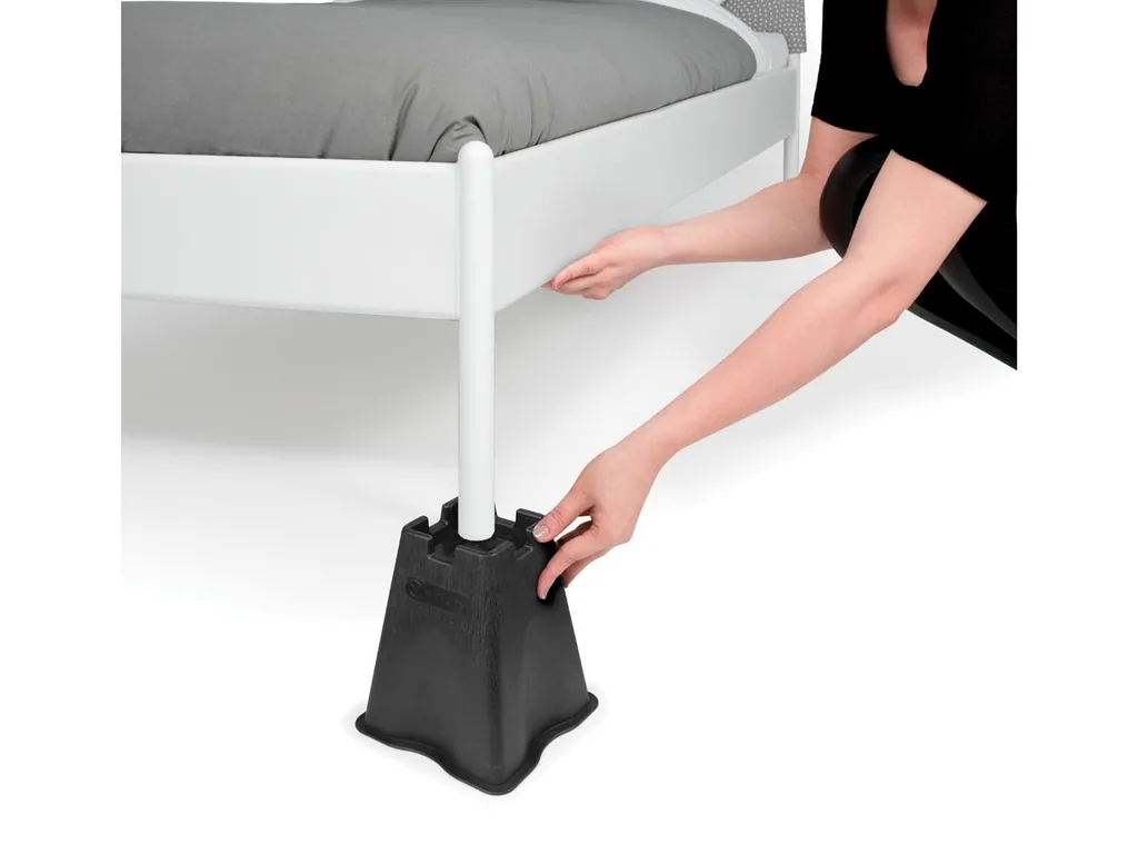 Möbel-Erhöher 4er-Pack, Beterhöher, Tischerhöher, verstellbare Erhöher für Bett, Stuhl, Sofa, Schreibtisch, rutschfest, max. Belastung 150 kg, Höhe 22 cm, PVC, schwarz
