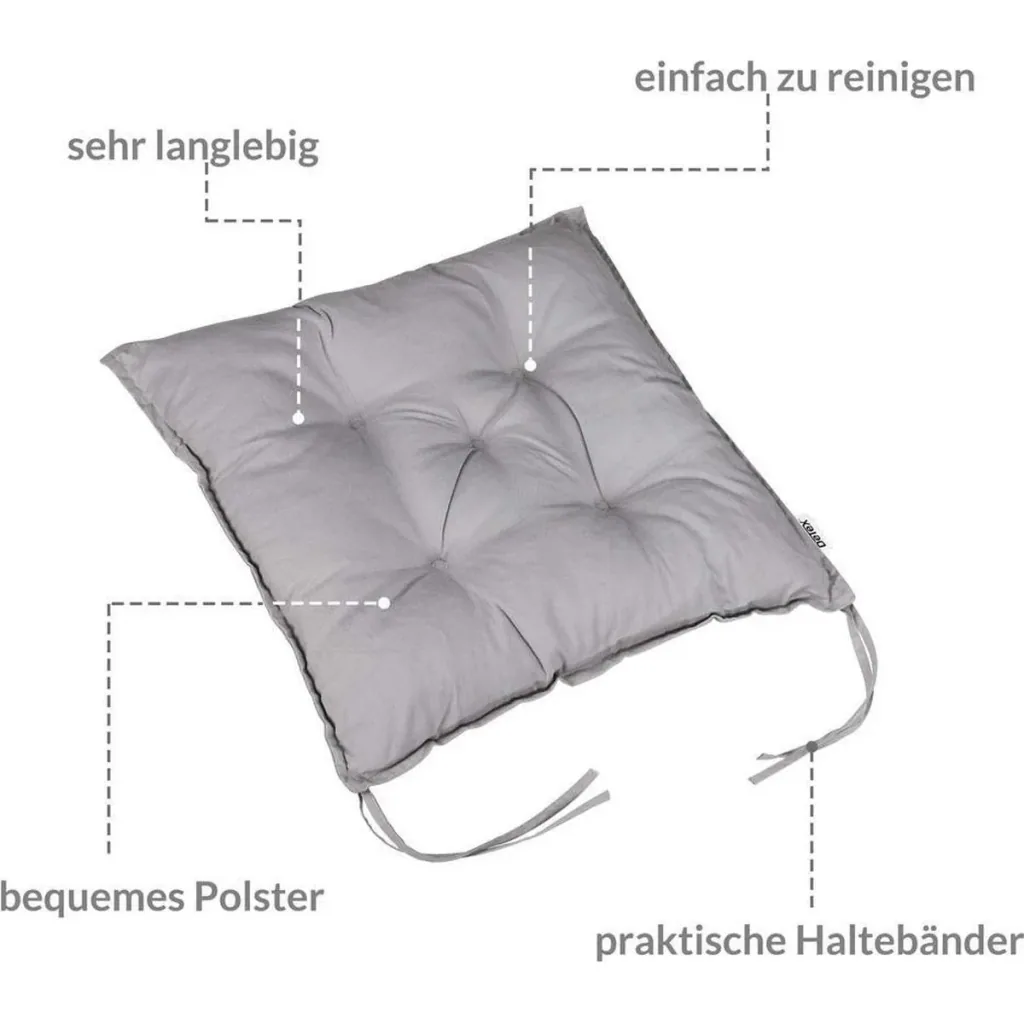 Stuhlkissen - Kissen Gartenstuhl - 4er Set hellgrau