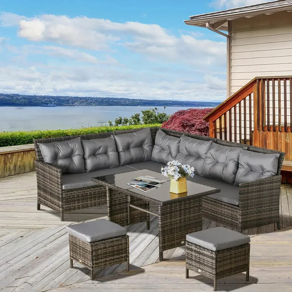 18 tlg. Sitzgarnitur Sitzgruppe Gartenset Sofagarnitur Gartenmöbel Set Lounge, Polyrattan, Grau
