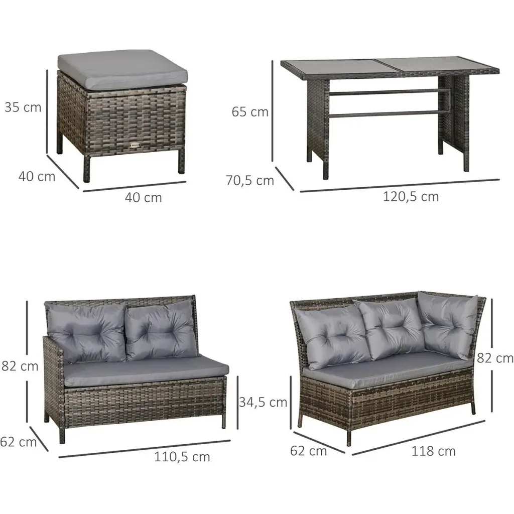 18 tlg. Sitzgarnitur Sitzgruppe Gartenset Sofagarnitur Gartenmöbel Set Lounge, Polyrattan, Grau